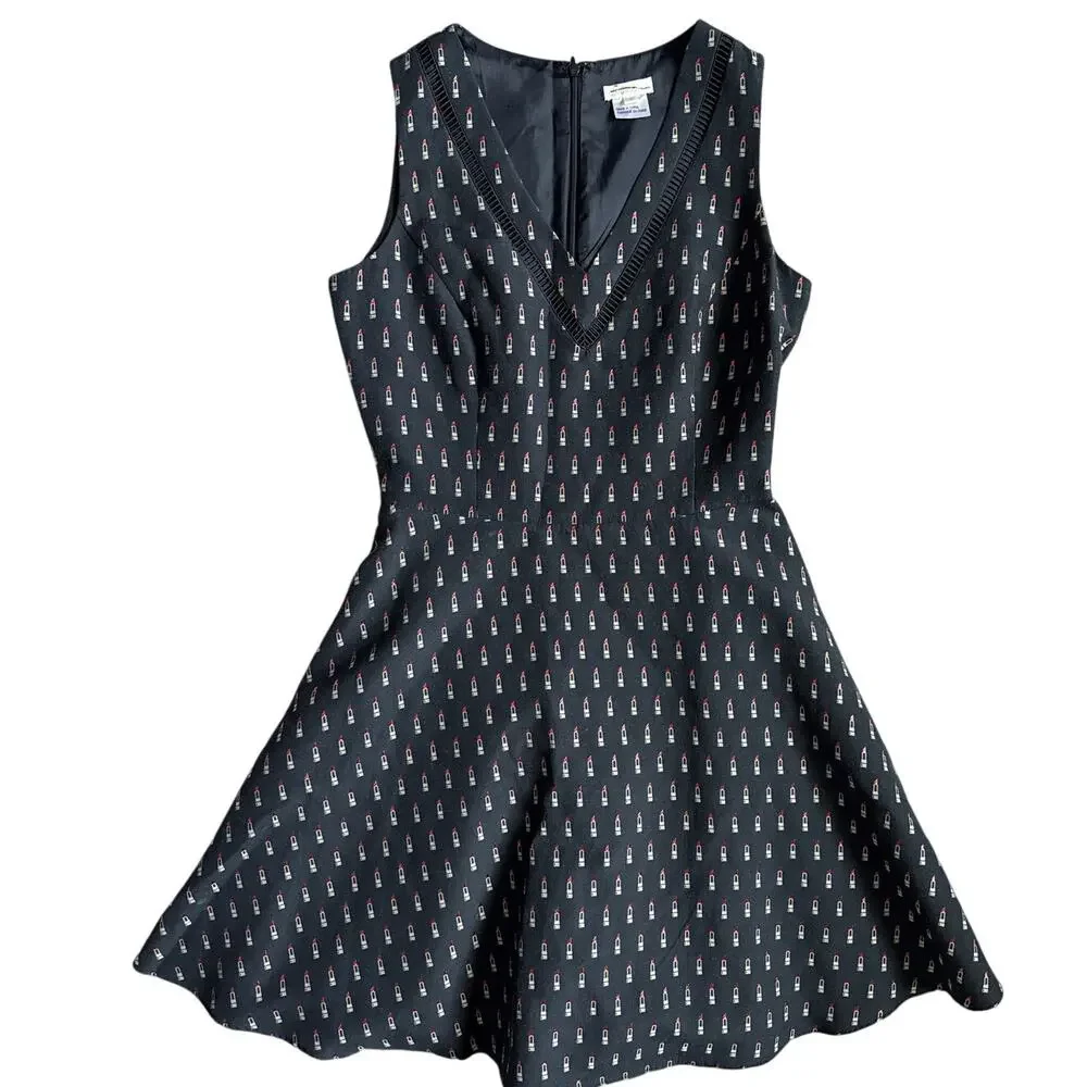 Shoshanna Elvira Metallic Lipstick Fit and Flare Dress Black Size 4‎